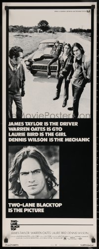 7b1535 TWO-LANE BLACKTOP insert 1971 James Taylor is the driver, Warren Oates is GTO, Laurie Bird