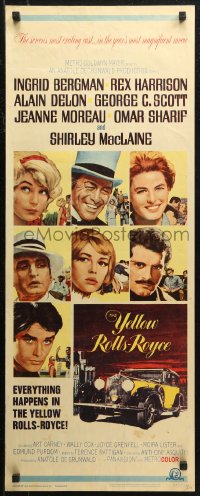 7b1556 YELLOW ROLLS-ROYCE insert 1965 Ingrid Bergman, Alain Delon, Howard Terpning art of car & stars!