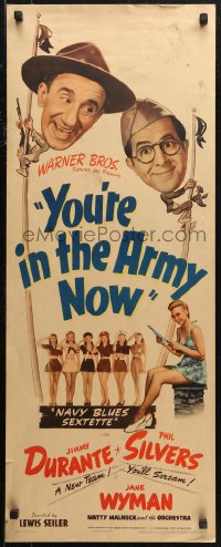 7b1557 YOU'RE IN THE ARMY NOW insert 1941 Jimmy Durante, Phil Silvers, sexy Jane Wyman!