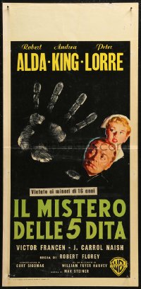 7b0640 BEAST WITH FIVE FINGERS Italian locandina 1957 cool horror art with Peter Lorre, King!