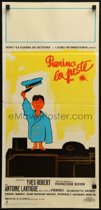 7b0641 BEBERT & THE TRAIN Italian locandina 1963 Bebert Et L'omnibus, different train art!