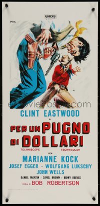 7b0695 FISTFUL OF DOLLARS Italian locandina R1970s different artwork of generic cowboy by Symeoni!