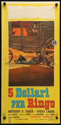 7b0696 FIVE DOLLARS FOR RINGO Italian locandina 1966 spaghetti western art by Mario de Berardinis!