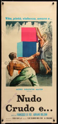 7b0792 NUDO CRUDO E Italian locandina 1965 mondo, wild De Amicis art of woman being whipped!