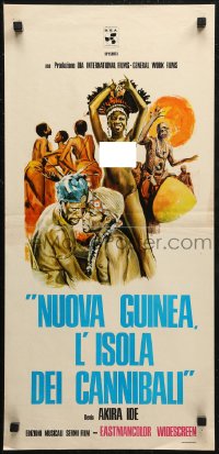 7b0794 NUOVA GUINEA L'ISOLA DEI CANNIBALI Italian locandina 1974 mondo documentary, topless native art!