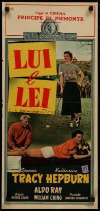 7b0802 PAT & MIKE Italian locandina 1952 golfing Katharine Hepburn & Spencer Tracy, different!