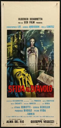 7b0835 SFIDA AL DIAVOLO Italian locandina 1965 cool horror artwork of screaming woman!