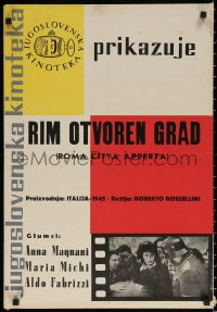 7b0438 OPEN CITY Yugoslavian 19x27 1960s Roberto Rossellini's classic Roma, Citta Aperta, Anna Magnani