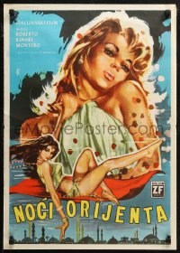 7b0439 ORIENT BY NIGHT Yugoslavian 19x28 1962 Notti Calde d'Oriente, great different sexy artwork!