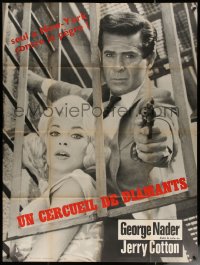 7c0959 DEATH & DIAMONDS French 1p 1969 different c/u of George Nader with gun & sexy blonde!