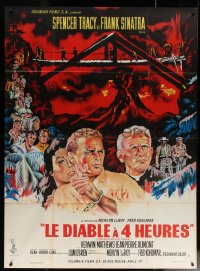 7c0967 DEVIL AT 4 O'CLOCK French 1p 1962 art of Spencer Tracy, Frank Sinatra & volcano erupting!