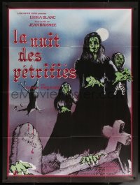 7c0970 DEVIL'S NIGHTMARE French 1p R1970s wild different MCM art of zombies in graveyard!