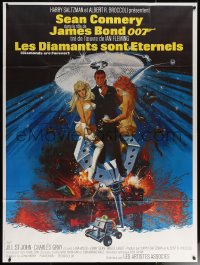 7c0973 DIAMONDS ARE FOREVER French 1p R1980s McGinnis art of Sean Connery as James Bond & sexy girls!