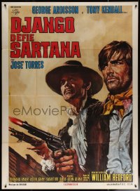 7c0976 DJANGO DEFIES SARTANA French 1p 1972 spaghetti western art of George Ardisson & Tony Kendall!