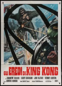 7c0095 DESTROY ALL MONSTERS Italian 1p R1977 different art of King Kong seen from airplane cockpit!