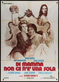 7c0098 DI MAMMA NON CE N'E UNA SOLA Italian 1p 1974 art of Senta Berger in love triangle, rare!