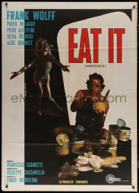 7c0108 EAT IT Italian 1p 1968 Frank Wolff with canned food & sexy near-naked woman, ultra rare!