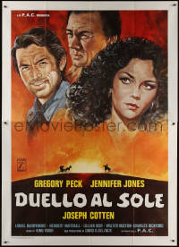 7c0513 DUEL IN THE SUN Italian 2p R1977 Jennifer Jones, Gregory Peck & Joseph Cotten, different art!