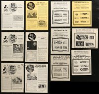 7f0405 LOT OF 6 WALT DISNEY PRESS SHEETS 1940s-1960s great cartoon images & information!