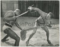 7h0453 SPARTACUS 10.75x13.25 still 1961 best image of gladiator Kirk Douglas battling Woody Strode!