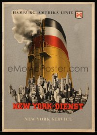 7h0094 HAMBURG AMERICA LINE 8x11 travel brochure 1937 New York Service 90 year anniversary!