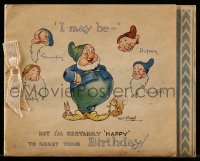 7h0531 SNOW WHITE & THE SEVEN DWARFS English 5x6 greeting card 1938 Walt Disney, Happy Birthday!