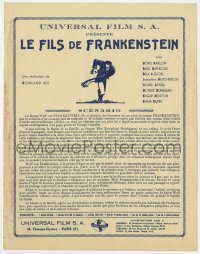 7h0596 SON OF FRANKENSTEIN French pressbook 1939 tiny art of Boris Karloff as the monster + info!