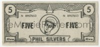 7h0973 YOU'LL NEVER GET RICH Phil Silvers 5 dollar bill 1950s Gardner Money just for fun!