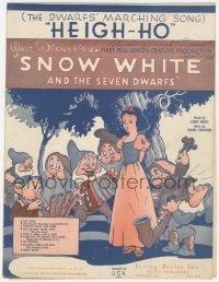 7h1022 SNOW WHITE & THE SEVEN DWARFS sheet music 1938 Disney animated classic, Heigh-Ho!