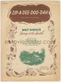 7h1023 SONG OF THE SOUTH sheet music 1946 Walt Disney cartoon, great art, Zip-A-Dee-Doo-Dah!