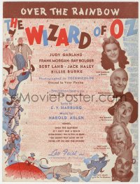 7h1030 WIZARD OF OZ sheet music 1939 Over the Rainbow, most classic song from the movie!