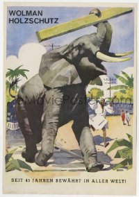 7h0775 WOLMAN HOLZCHUTZ German magazine page 1920 great elephant art by Ludwig Hohlwein!