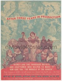 7h0922 SNOW WHITE & THE SEVEN DWARFS 4pg herald 1938 Disney cartoon classic, Gustaf Tenggren art!