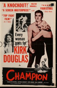 7h1205 CHAMPION pressbook R1955 Kirk Douglas, Marilyn Maxwell, Arthur Kennedy, boxing classic!