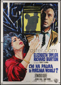 7j0921 WHO'S AFRAID OF VIRGINIA WOOLF Italian 2p 1966 different art of Liz Taylor & Burton by Brini!