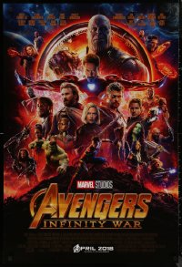 7m0788 AVENGERS: INFINITY WAR advance DS 1sh 2018 Robert Downey Jr., montage, April 2018!