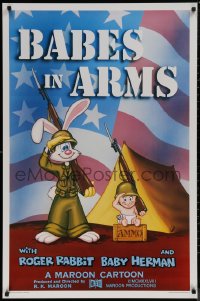 7m0790 BABES IN ARMS Kilian 1sh 1988 Roger Rabbit & Baby Herman in Army uniform with rifles!