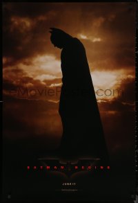 7m0803 BATMAN BEGINS teaser DS 1sh 2005 June 17, full-length image of Christian Bale in title role!