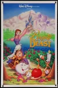 7m0806 BEAUTY & THE BEAST DS 1sh 1991 Walt Disney cartoon classic, art of cast by John Hom!