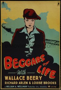 7m0808 BEGGARS OF LIFE 1sh R2017 Wallace Beery, wonderful vintage style artwork of Louise Brooks!