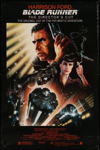 7m0818 BLADE RUNNER DS 1sh R1992 Ridley Scott's director's cut, Alvin art of Harrison Ford!