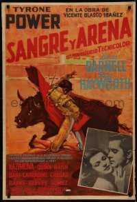 7m0253 BLOOD & SAND Colombian poster 1942 Power, Hayworth, art of matador by Ruano-Llopis!