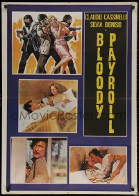 7m0433 BLOODY PAYROLL Lebanese 1976 cool artwork of 3 masked crooks taking sexy girl hostage & more!