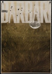 7m0193 BARBARI 27x39 Czech stage poster 1982 grass and an umbrella by Cestmir Pechr!