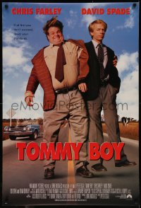 7m1199 TOMMY BOY int'l DS 1sh 1995 great full-length image of screwballs Chris Farley & David Spade!