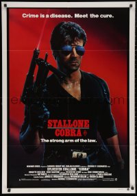 7p0213 COBRA Aust 1sh 1986 crime is a disease and Sylvester Stallone is the cure, John Alvin art!