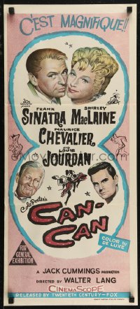 7p0232 CAN-CAN Aust daybill 1960 Frank Sinatra, Shirley MacLaine, Maurice Chevalier & Jourdan