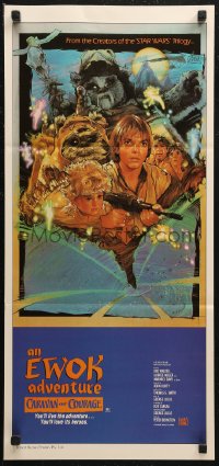 7p0234 CARAVAN OF COURAGE Aust daybill 1984 An Ewok Adventure, Star Wars, art by Drew Struzan!