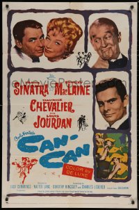 7p0459 CAN-CAN 1sh 1960 Frank Sinatra, Shirley MacLaine, Maurice Chevalier & Louis Jourdan!