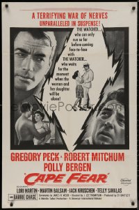 7p0462 CAPE FEAR military 1sh 1962 Gregory Peck, Robert Mitchum, Polly Bergen, classic noir, Terror!